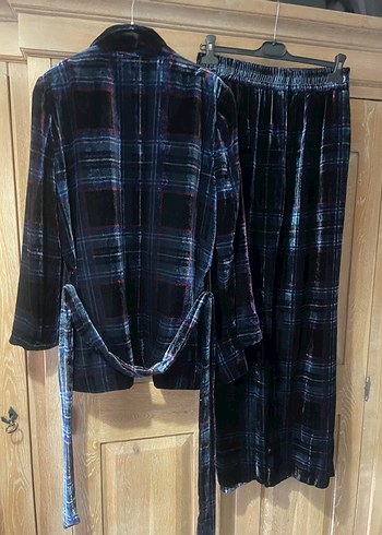 Lacivert Bağlamalı Uzun Kadın ceket pantolon - Görsel 5