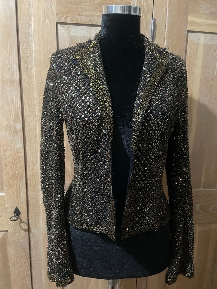Boncuk İşlemeli Siyah Kadın Ceket - Görsel 2