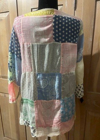 Uzun Kollu Düğmeli Bohem Kadın Bluz - Görsel 4