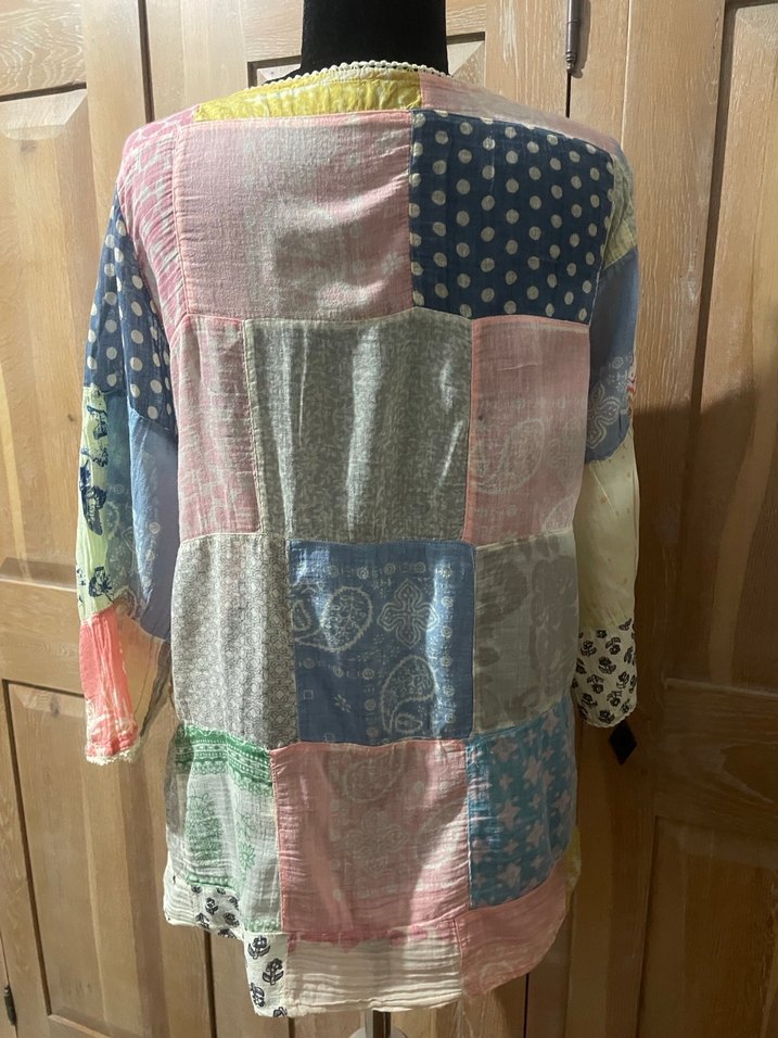 Uzun Kollu Düğmeli Bohem Kadın Bluz - Görsel 4