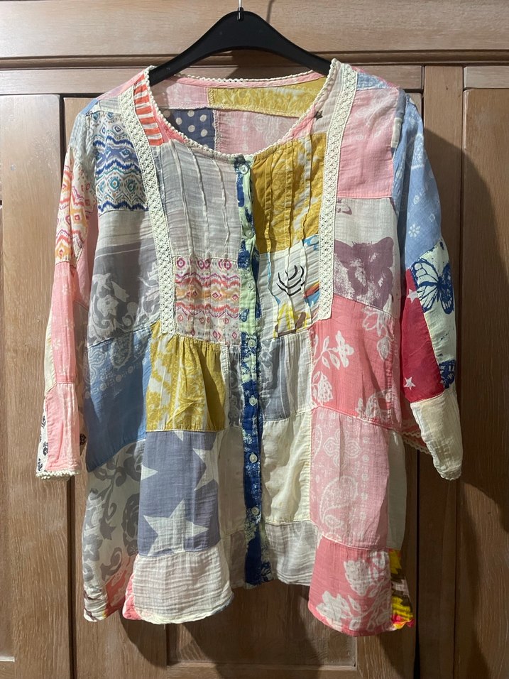 Uzun Kollu Düğmeli Bohem Kadın Bluz - Görsel 5