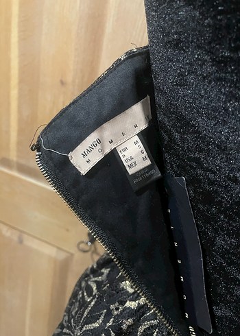 Siyah Nakışlı Dantelli Midi Straplez Elbise - Görsel 3