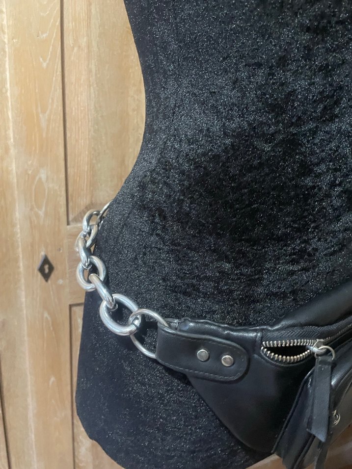 Siyah Deri Biker Bel Çantası - Görsel 3