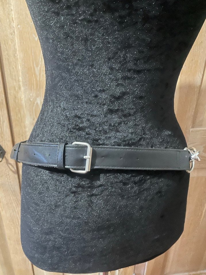 Siyah Deri Biker Bel Çantası - Görsel 4