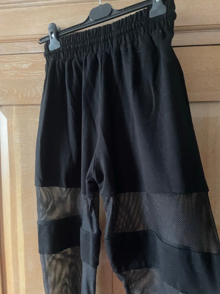 Siyah Kadın Kemerli Midi Streetwear Pantolon - Görsel 5