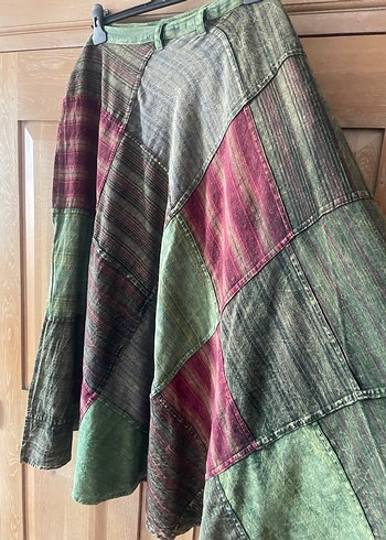 Bohem Tarz Yeşil Uzun Bağcıklı Etek - Görsel 4