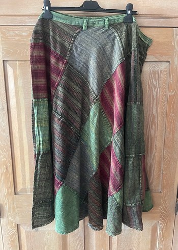 Bohem Tarz Yeşil Uzun Bağcıklı Etek - Görsel 3