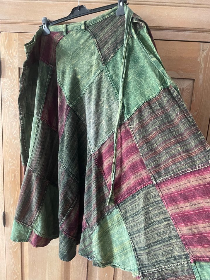 Bohem Tarz Yeşil Uzun Bağcıklı Etek - Görsel 5