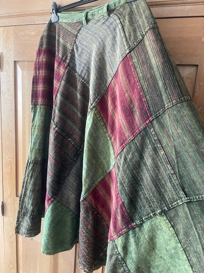 Bohem Tarz Yeşil Uzun Bağcıklı Etek - Görsel 4