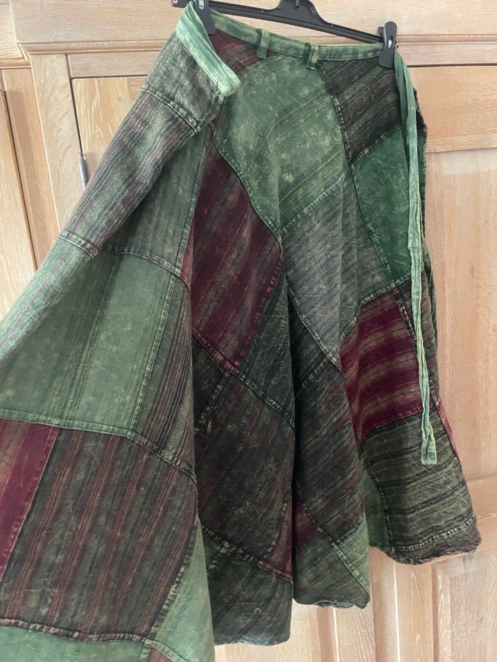 Bohem Tarz Yeşil Uzun Bağcıklı Etek - Görsel 2