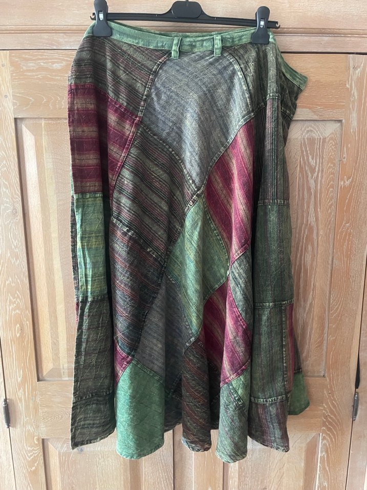 Bohem Tarz Yeşil Uzun Bağcıklı Etek - Görsel 3