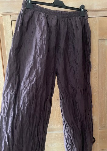 Kadın Mor Bol Kesim Keten Pantolon - Görsel 3