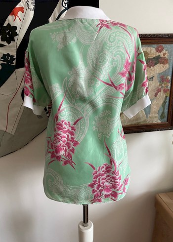 Frau Made in italy Kısa Kollu Pembe Desenli Mini Gömlek