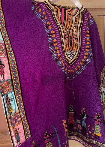 Etnik Desenli Mor Uzun Bohem Tunik - Görsel 5