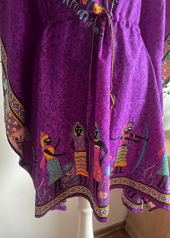 Etnik Desenli Mor Uzun Bohem Tunik - Görsel 2