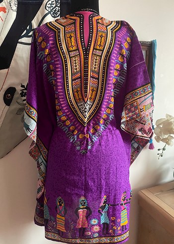 Etnik Desenli Mor Uzun Bohem Tunik - Görsel 6