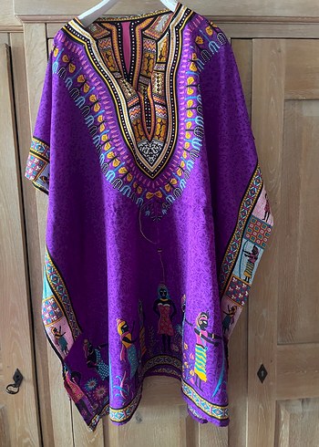 Etnik Desenli Mor Uzun Bohem Tunik - Görsel 4