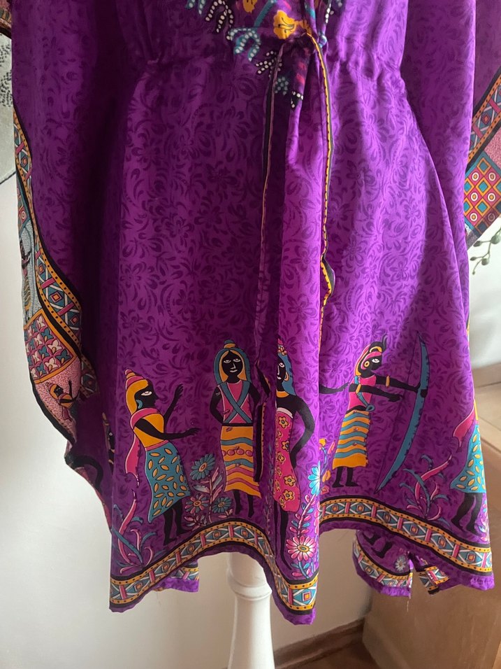 Etnik Desenli Mor Uzun Bohem Tunik - Görsel 2