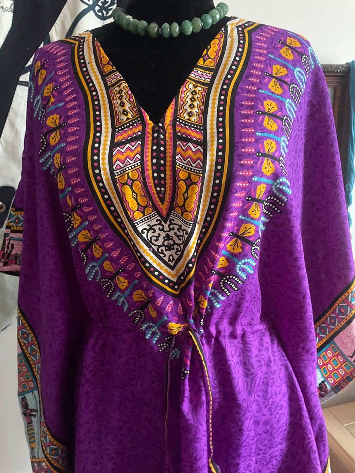 Etnik Desenli Mor Uzun Bohem Tunik - Görsel 3