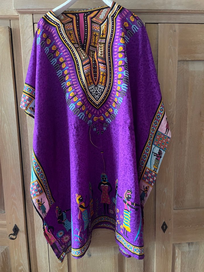 Etnik Desenli Mor Uzun Bohem Tunik - Görsel 4