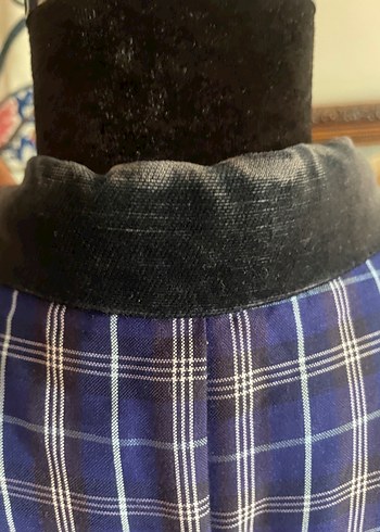 xl Beden mavi Renk Kadın Mavi Kareli Midi Kimono