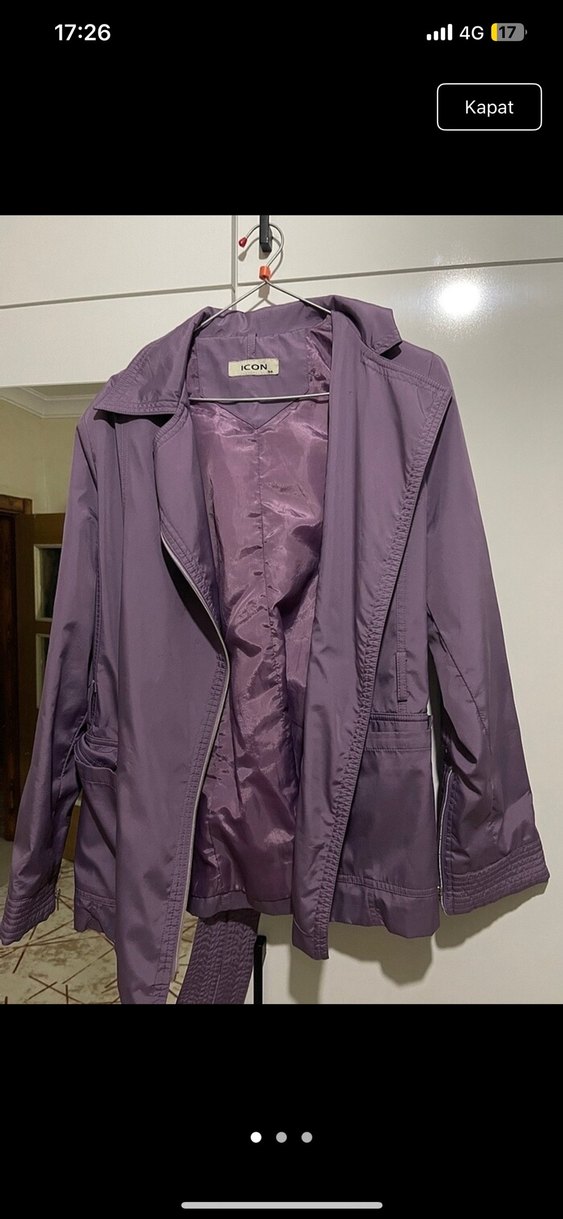 Mor Midi Kemerli Kadın Trençkot - Görsel 2