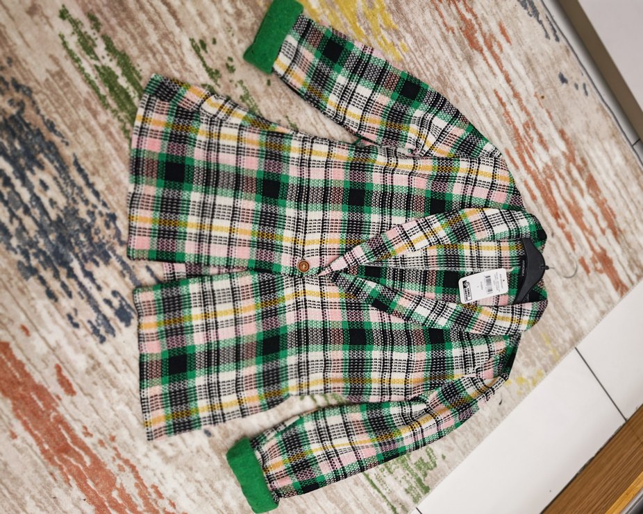 Kadın Çok Renkli Ekose Midi Blazer - Görsel 5