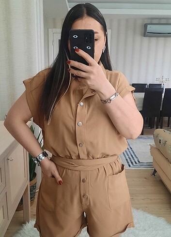 Çıtçıtlı bel lastikli Şortlu tulum 
