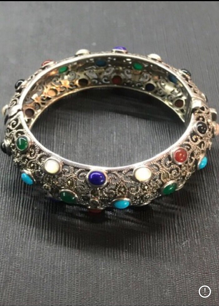 Gümüş Doğal Taşlı Bileklik - Görsel 3