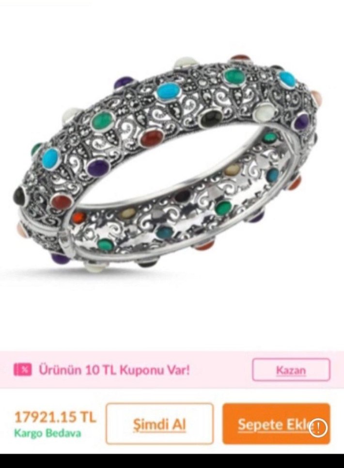 Gümüş Doğal Taşlı Bileklik - Görsel 4