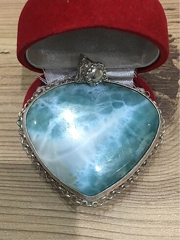 Gümüş Devasa Larimar Kolye