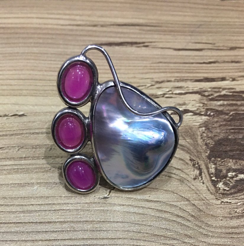 Barok İnci Yakut Yüzük - Görsel 3