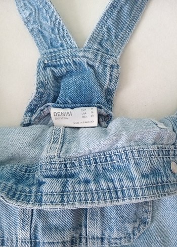 Bershka Kadın Mavi Denim Kısa Askılı Tulum