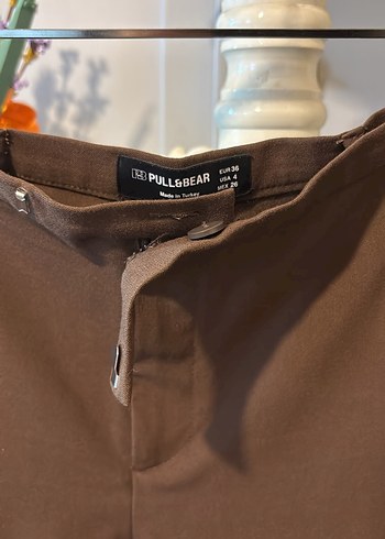 Pull and Bear Pull Bear Kahverengi Yuksek Bel Pantolon