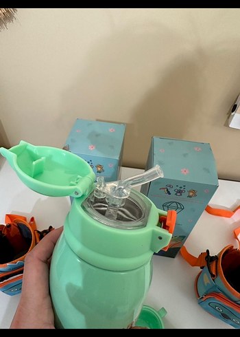 Turkuaz Renkli Çocuk Termos Şişe - Görsel 2