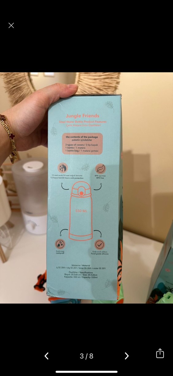 Turkuaz Renkli Çocuk Termos Şişe - Görsel 5