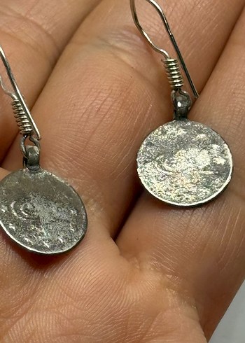 Beden gri Renk Gümüş eski Osmanlı parası küpe