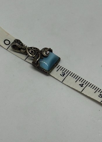 Beden 925 ayar mavi kedi gözü vintage kolye ucu