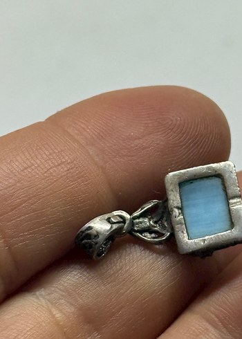 Beden turkuaz Renk 925 ayar mavi kedi gözü vintage kolye ucu