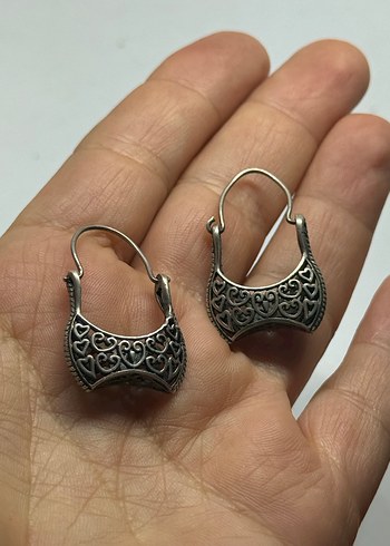  Beden gri Renk 925 ayar vintage özel işçilik küpe