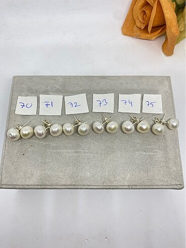 Beads Pearls 925 ayar 9,5 mm ekru renk inci küpe