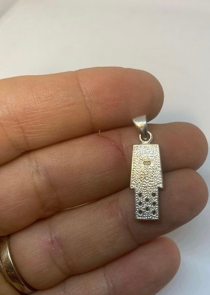 925 ayar Markazit taşlı kolye ucu - Görsel 3