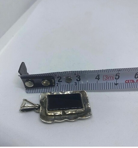 925 ayar siyah oniks taşlı kolye ucu. - Görsel 6