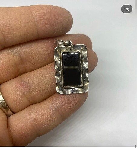 925 ayar siyah oniks taşlı kolye ucu. - Görsel 5