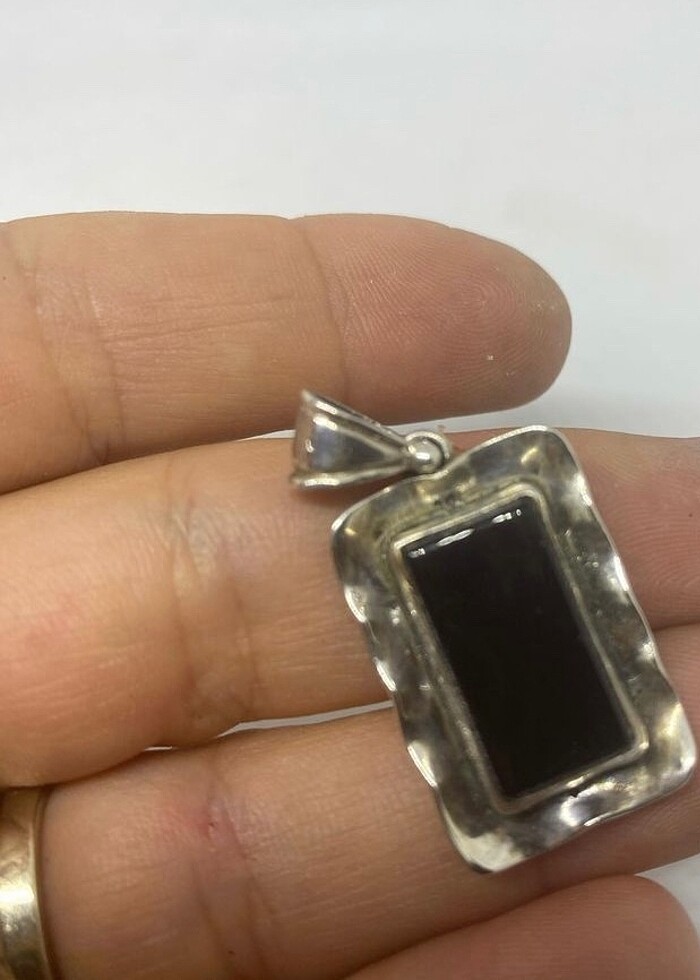 925 ayar siyah oniks taşlı kolye ucu. - Görsel 2