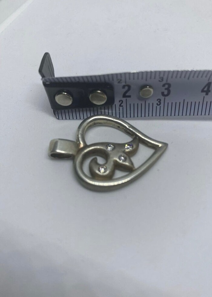 925 ayar taşlı kalp kolye ucu - Görsel 3