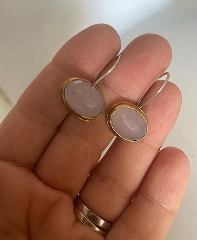 Diğer 925 pembe kuvars küpe.