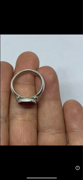 Beden gri Renk 925 ayar gümüş kırmızı taş vintage yüzük.ölçü 14