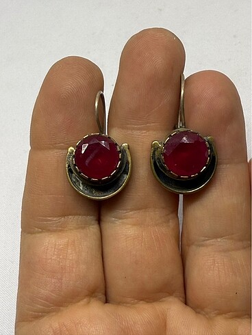  Beden çeşitli Renk 925 ayar taşlı vintage otantik küpe.takma yerleri gümüş diğer ta