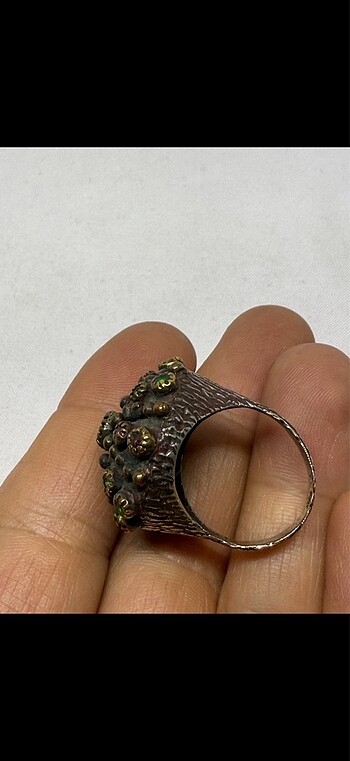 Diğer 925 ayar zümrüt taşı el işçiliği tasarım yüzük.ölçü15